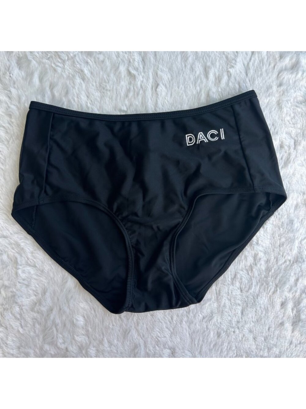 NWOT Women's DACI Solid Black High Waist Swimsuit Bikini Bottom Briefs - XS‎